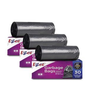 Ezee Live Life Ezee Way Plastic Black Garbage Bags for Dustbin|90 Pcs|Medium 19 X 21 Inches|30 Pcs X Pack of 3, 3