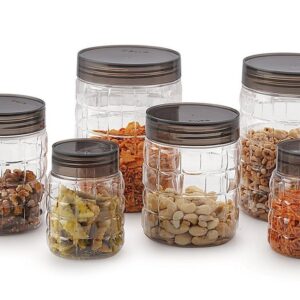 CELLO Checkers PET Kitchen Storage Canister Set – Transparent & Stackable (18-Piece)