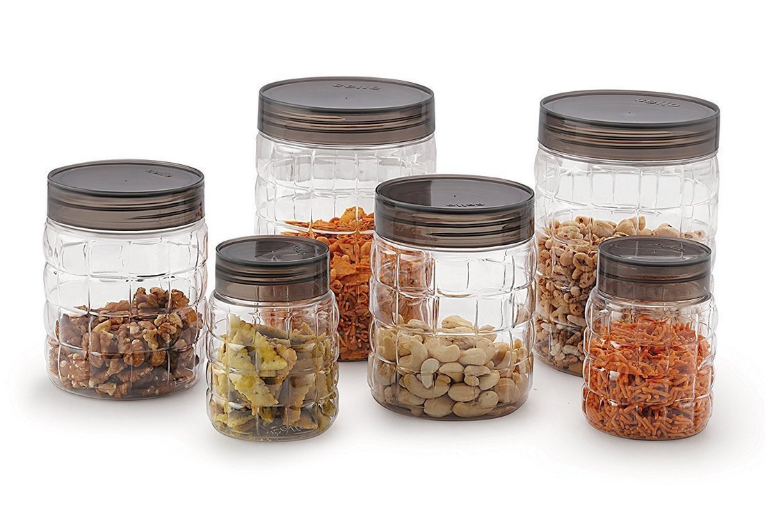 CELLO Checkers PET Kitchen Storage Canister Set – Transparent & Stackable (18-Piece)